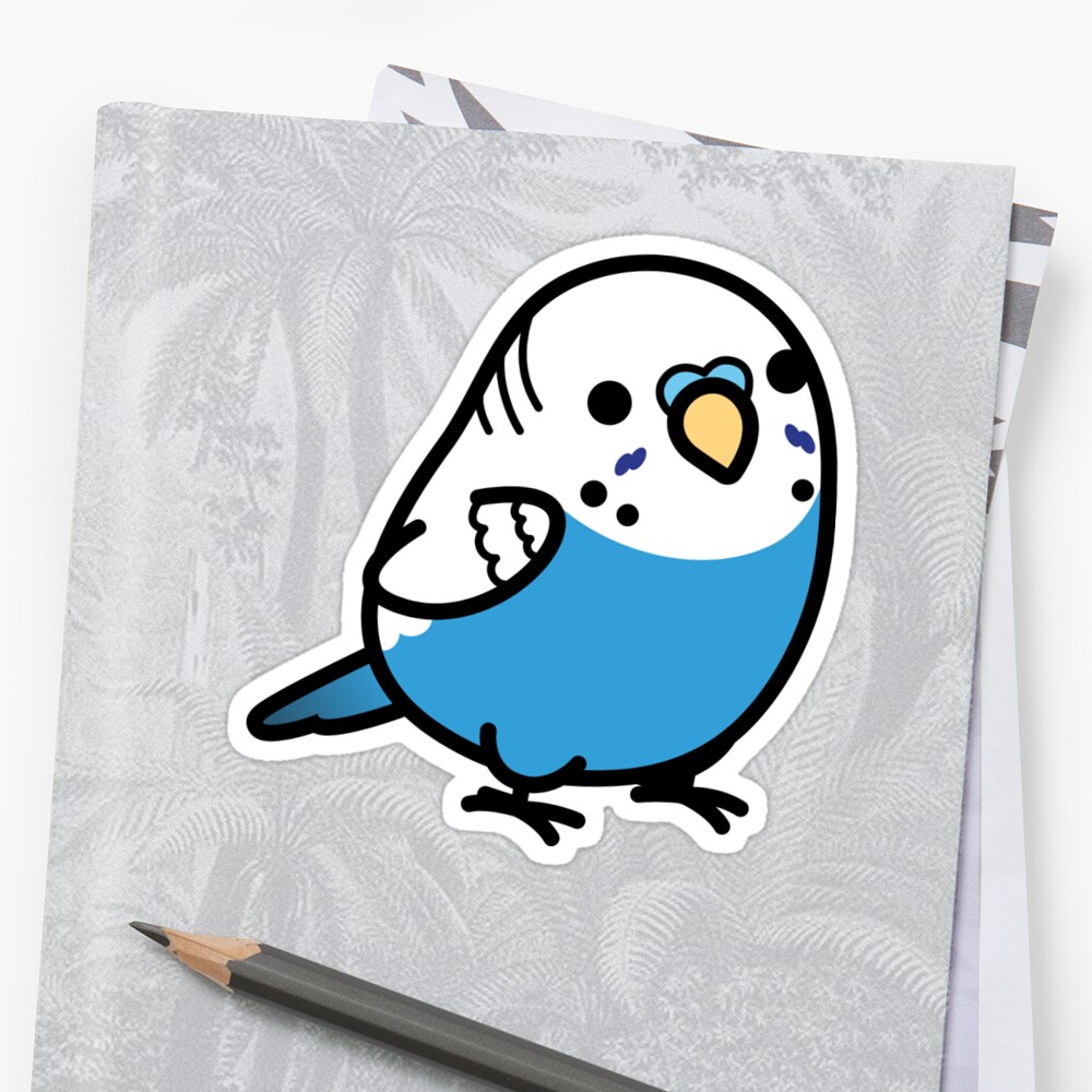 Chubby Blue Budgie Male Sticker By Birdhism Redbubble