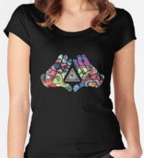 Trippy Illuminati Hands Diamond Women's Fitted Scoop T-Shirt