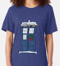 Festive Police Public Call Box. Slim Fit T-Shirt