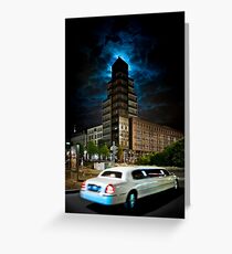 The stretch limo and the moon Greeting Card