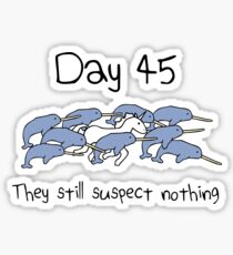 Day 45. They still suspect nothing (Narwhals + Unicorn) Sticker