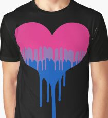 Bisexual Pride Drip Heart Graphic T-Shirt