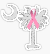 Pink Ribbon Palmetto Moon Sticker