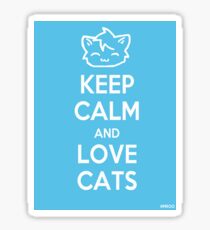 Keep Calm and Love Cats (Blue) Sticker