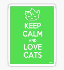 Keep Calm and Love Cats (Green) Sticker