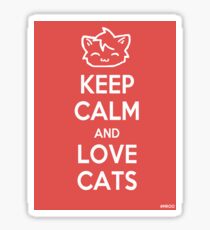 Keep Calm and Love Cats (Red) Sticker