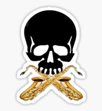 Skull with Saxophone Crossbones Sticker