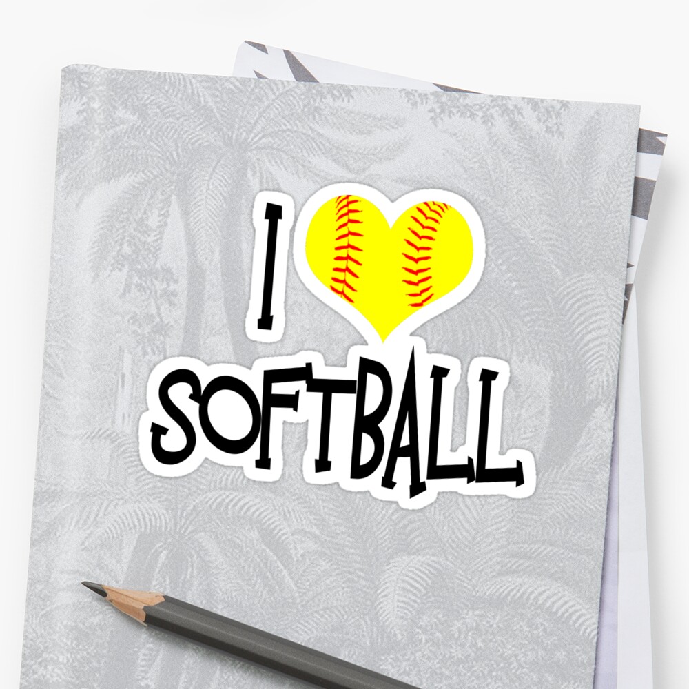 I Love Softball Sticker By Shakeoutfitters Redbubble