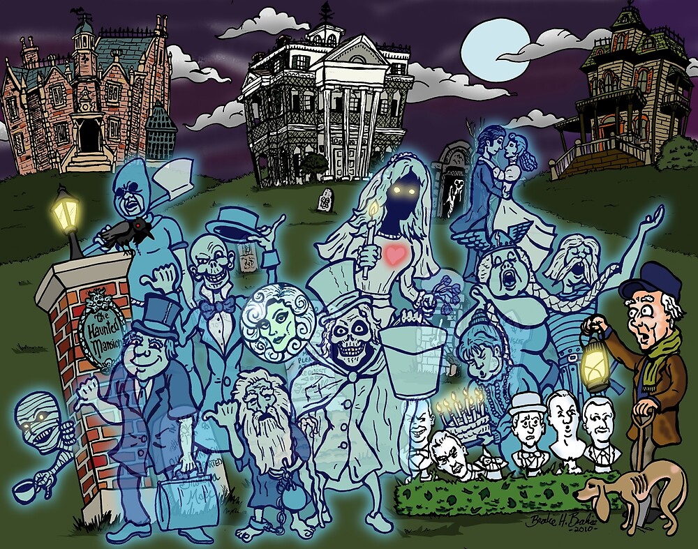 "Grim Grinning Ghosts" by clockworkmonkey Redbubble