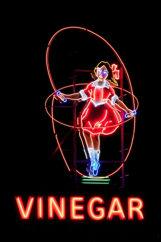 "Neon Sign, Skipping Girl Vinegar, Melbourne, Australia " by Jane