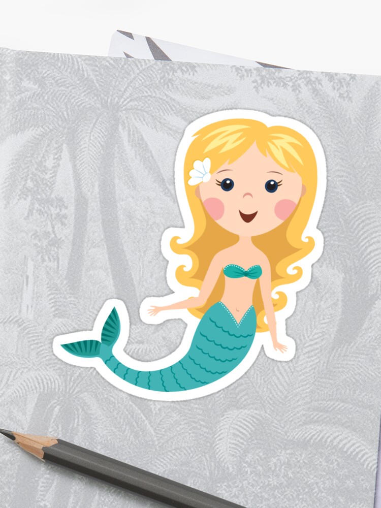 Cute Blond Cartoon Mermaid Stickers Sticker By Mheadesign Redbubble