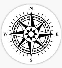 Compass rose, black and white Sticker