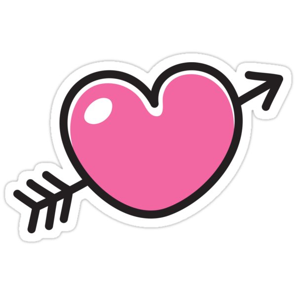 Pink Cartoon Heart And Arrow Sticker Stickers By Mhea Redbubble