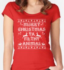 Merry Christmas Ya Filthy Animal Women's Fitted Scoop T-Shirt