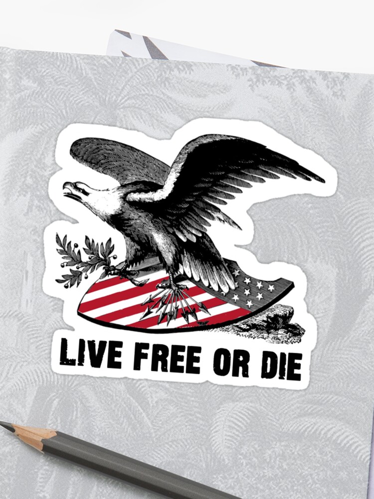 New Hampshire Live Free Or Die Eagle Shield Sticker - 