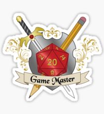 Game Master Red d20 Crest Sticker Sticker