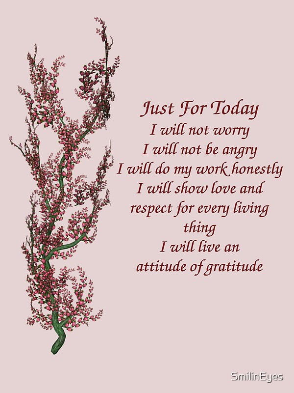 "Just For Today Inspirational Quote Flowering Tree" by SmilinEyes Redbubble