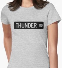Thunder Road street sign Women's Fitted T-Shirt