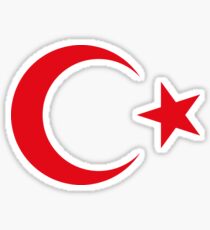 Turkish Crescent Moon Star Flag National Turkey Symbols Sticker T-Shirt Duvet Sticker