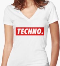 Techno. Women's Fitted V-Neck T-Shirt