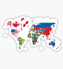 Traveler World Map Flags Sticker