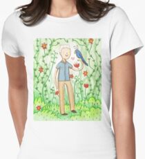 Sir David Attenborough & a Parrot Women's Fitted T-Shirt