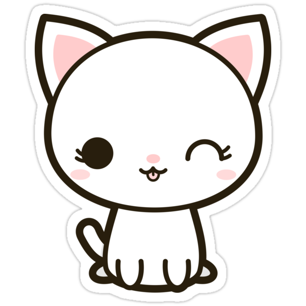 Kawaii White Cat Stickers By Peppermintpopuk Redbubble