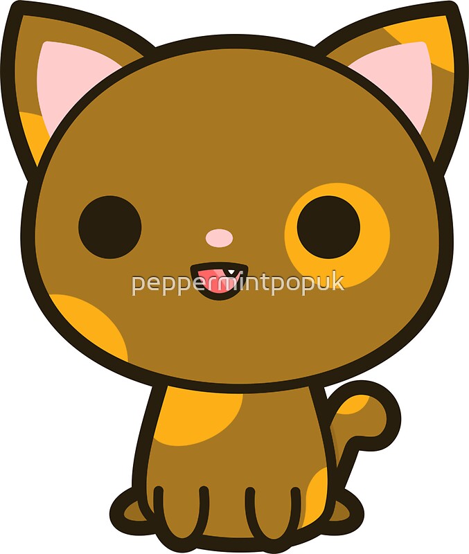 "Kawaii brown and ginger cat" Stickers by peppermintpopuk Redbubble