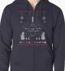 Schwerkraft fällt hässlicher Weihnachtsstrickjacke-Druck Hoodie mit Reißverschluss