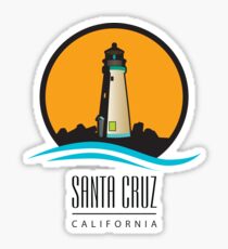 Santa Cruz California Lighthouse with Waves Sticker