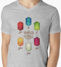 Legend of Zelda The Rupees Geek Line Artly Men's V-Neck T-Shirt