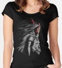 Camiseta entallada de cuello redondo Mononoke Wolf Anime Tra Pintura digital