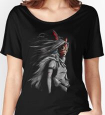 Mononoke Wolf Anime Tra Digitale Malerei Baggyfit T-Shirt