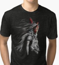 Mononoke Wolf Anime Tra Digital Painting Tri-blend T-Shirt