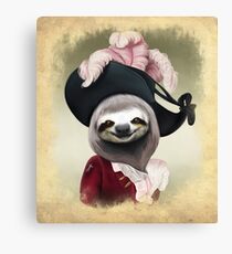 Aristocratic Lady Sloth Oil Painting Style Portrait Canvas Print