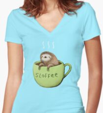 Sloffee Women's Fitted V-Neck T-Shirt
