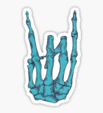 Rock On Skeleton Hand - Blue Sticker