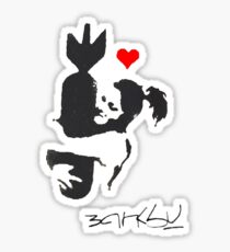 Banksy Hugger Red Sticker