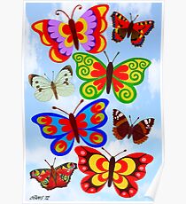 8 BUTTERFLY'S - BRUSH AND GOUACHE Poster