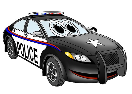 "Police Car Cartoon BW" Posters by Graphxpro | Redbubble