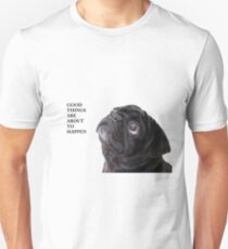 Camiseta unisex Cosas buenas pug negro