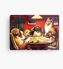 Dogs Playing Poker Vintage postcard Metal Print