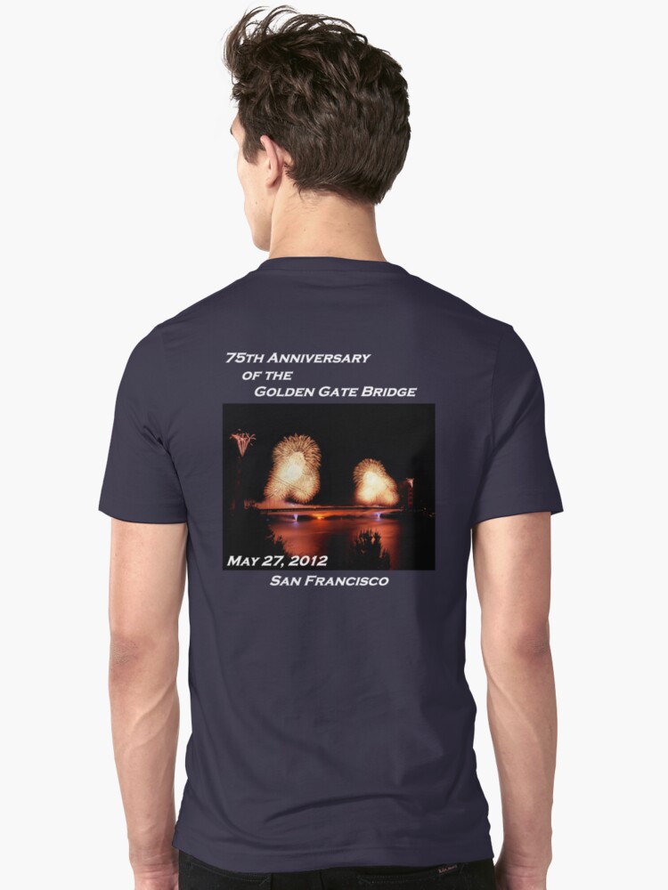Alternate view of Fireworks - 75th Anniversary of the Golden Gate Bridge Slim Fit T-Shirt