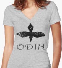 Camiseta entallada de cuello en V Camiseta Odin Raven