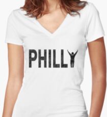 Camiseta entallada de cuello en V Estado mental de Filadelfia