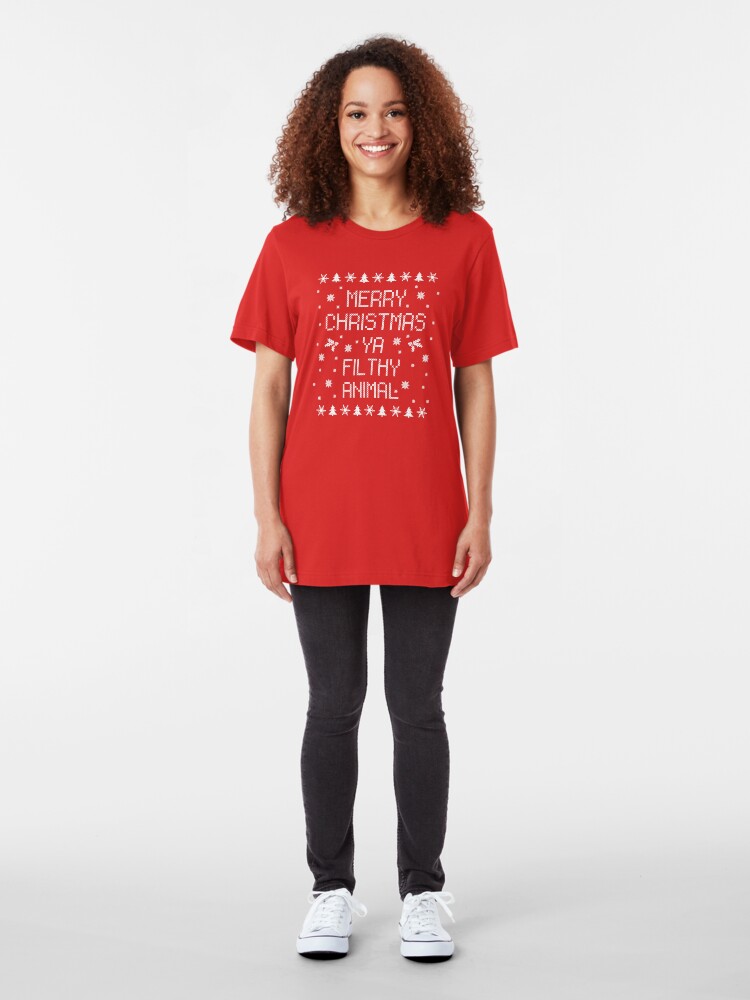 Alternative Ansicht von Merry Christmas Ya Filthy Animal Slim Fit T-Shirt