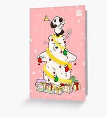 Panda And Polar Bear Christmas Tree Greeting Card