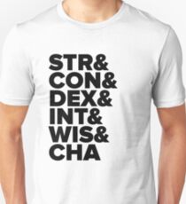 D&D Characteristics Abbreviated Unisex T-Shirt