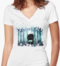 Ein ruhiger Ort Tailliertes T-Shirt mit V-Ausschnitt