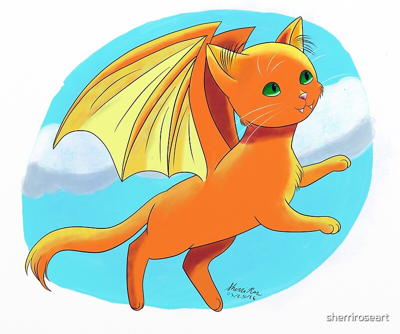 "Dragon Cat" by sherriroseart Redbubble